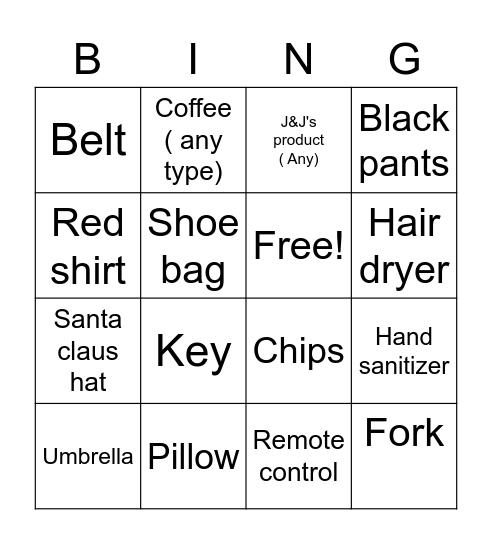 Treasure Hunt Bingo Card