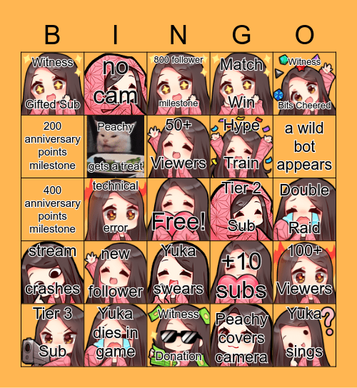 Yuka Anniversary Stream 2021 Part 2 Bingo Card
