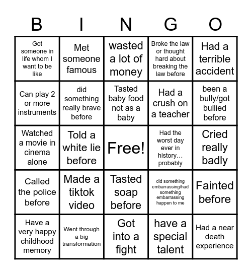 SASS Bingo Card