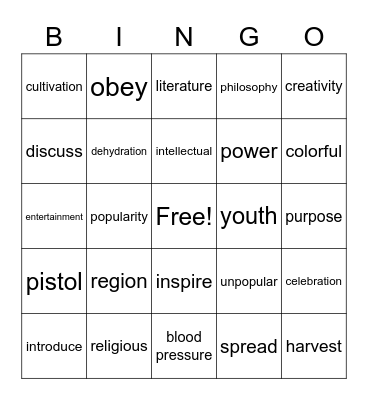 yeoul unit 8 & 9 Bingo Card