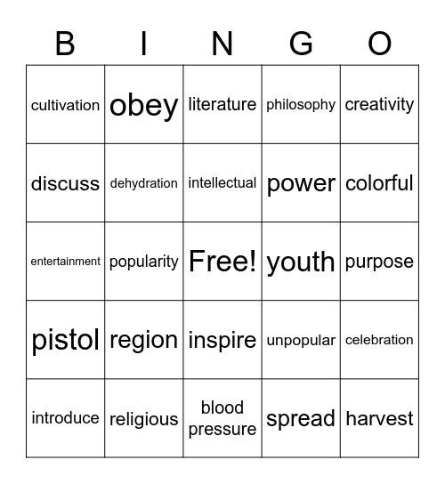 yeoul unit 8 & 9 Bingo Card