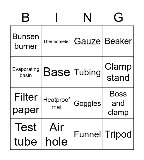 Year 7 - Intro to Science - Lesson 2 Bingo Card