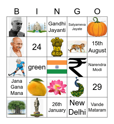 CLASS -2G INDEPENDENCE DAY - QUIZ Bingo Card
