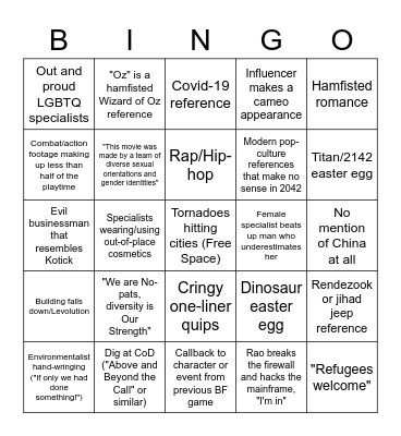 Exodus Trailer Bingo Card