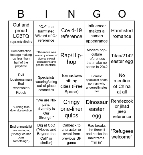 Exodus Trailer Bingo Card