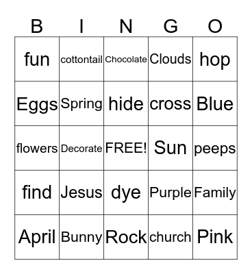 Easter Bingo Card