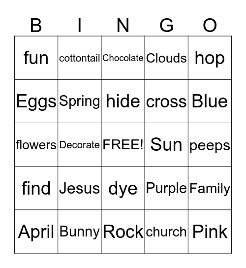 Easter Bingo Card