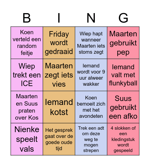SKT Bergen Bing Evy Bingo Card