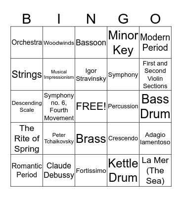 Classical Conversations Cycle 3- Orchestra Review Bingo Card