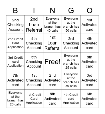 Banker Bingo Card