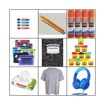 School Supply Bingo Card