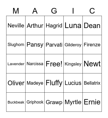 Harry Potter Bingo! Bingo Card