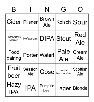 Sylvie Craft Beer Bingo Card