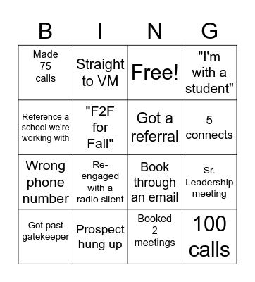 Call Blitz Bingo Card