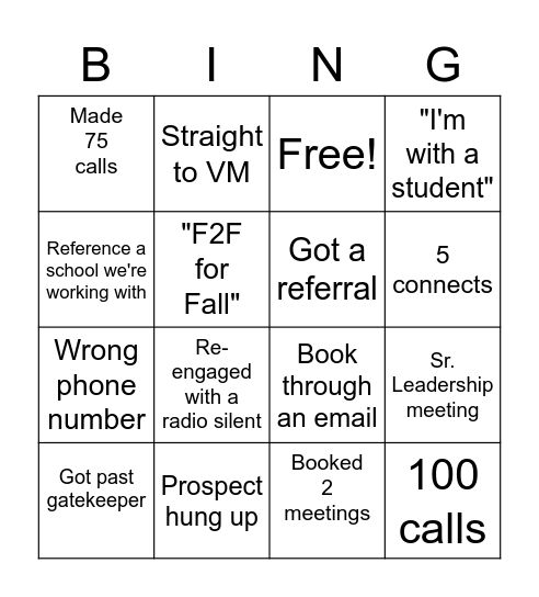 Call Blitz Bingo Card