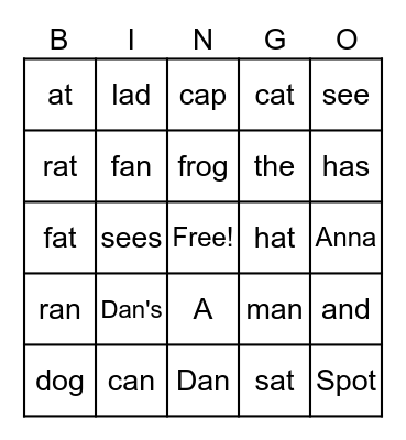 Sight Word Bingo! Bingo Card