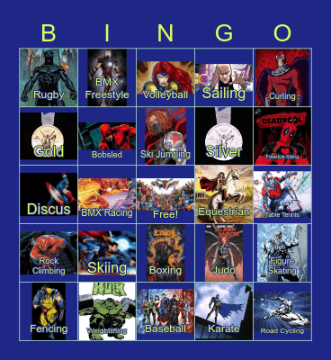 Marvel & DC Olympics Bingo Card