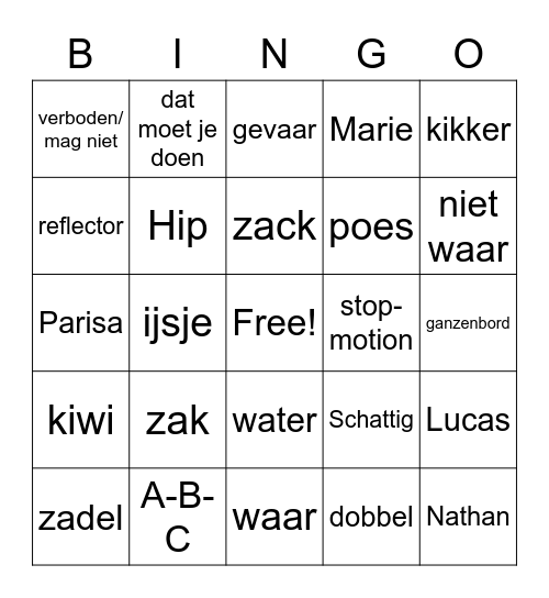 Zomerschool TEAM ORANJE Bingo Card