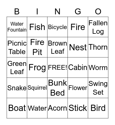 French Creek Bingo Card