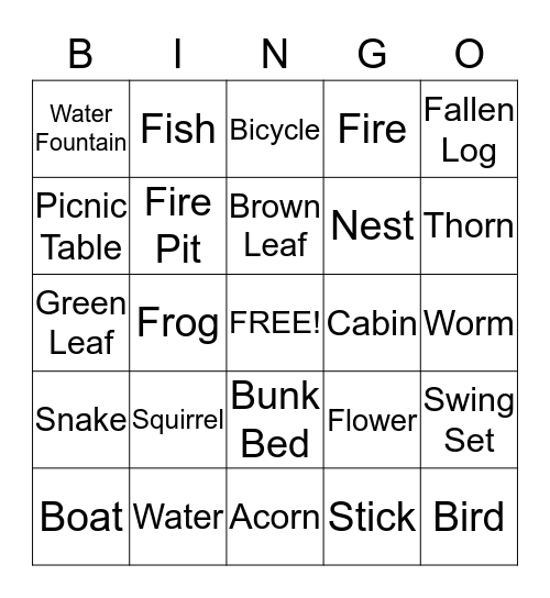 French Creek Bingo Card