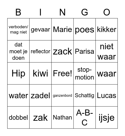 Zomerschool TEAM ORANJE Bingo Card