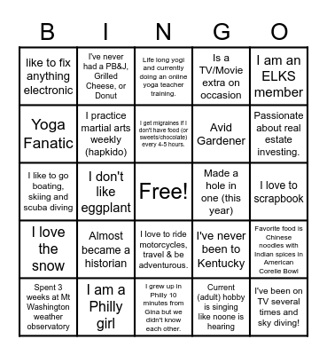 E-IDS Leadership Team On-Site Bingo Card