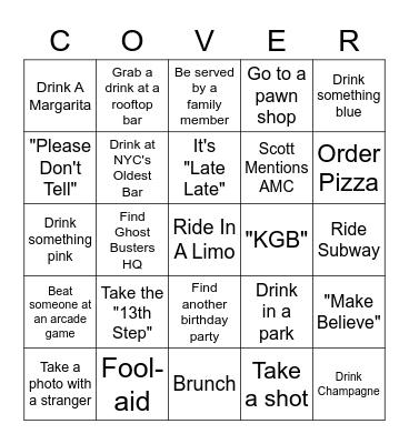Tierney's Birthday Cover-All Bingo Card
