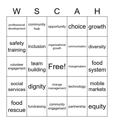 WSCAH Bingo Card