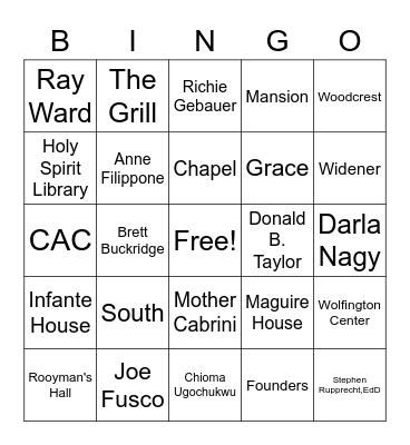 Cabrini Bingo! Bingo Card