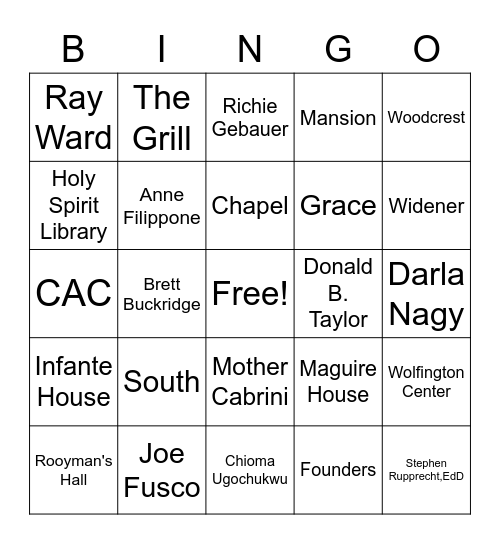 Cabrini Bingo! Bingo Card