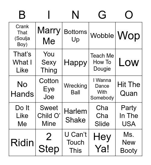 Music Bingo 52 Bingo Card