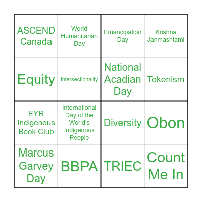 LRE CDE&I Huddle - Embrace Your Roots Bingo Card