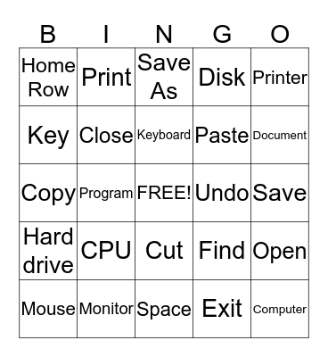 Computer Class Bingo Game Bingo Card