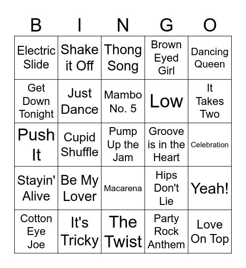 Songs the DJ Played at Your Wedding to Get Aunt Joyce on the Dance Floor Bingo Card