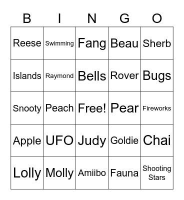 ACNH - Treasure Islands Bingo Card