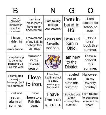 Who am I? Bingo Card