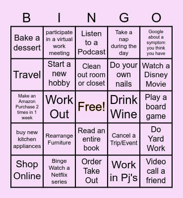 QUARENTINE BINGO Card