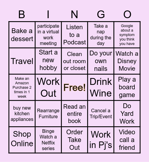 QUARENTINE BINGO Card