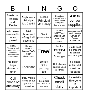 We Are Warsaw! 2021-22 School Year Bingo Card