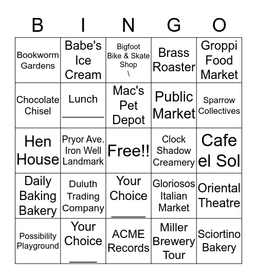 Out and About: Spirit of Communities Bingo Card