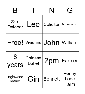 Charlottes Hen Party Bingo Card