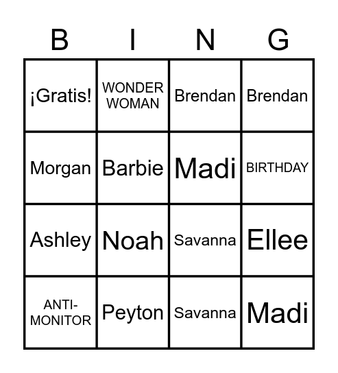 ¡Español 1! Bingo Card