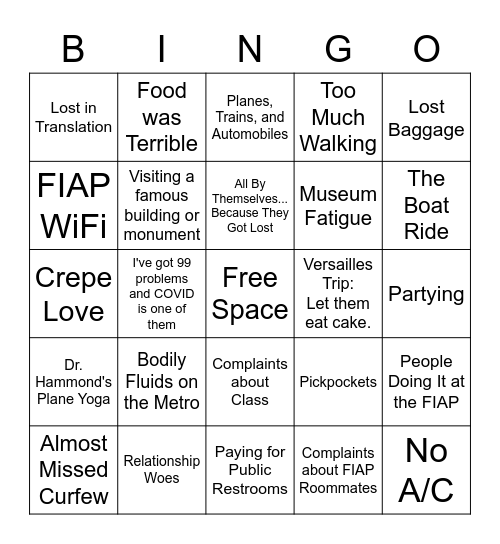 CiP Bingo Card