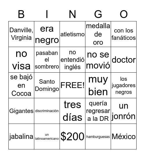 Felipe 4-7 Bingo Card