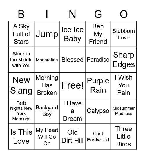 Mini Mix Tape Fun Bingo Card