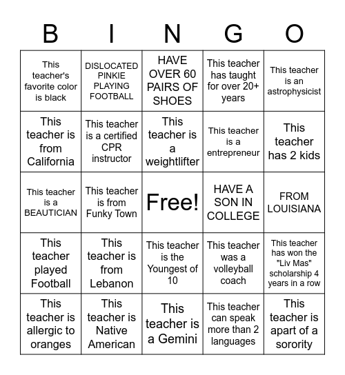 RWG Staff Bingo Card