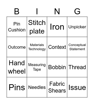 Product Design Bingo Card