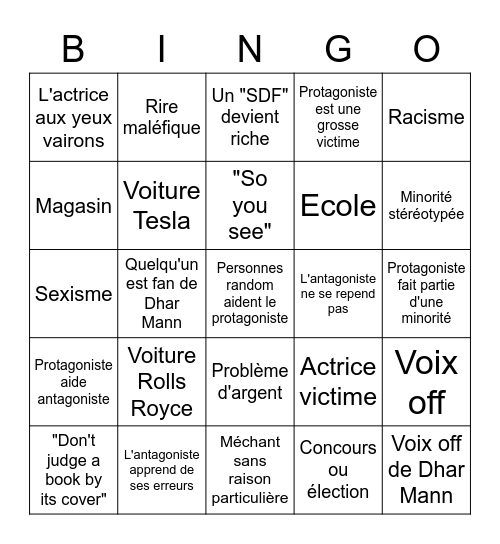 Dhar Mann Bingo France Bingo Card