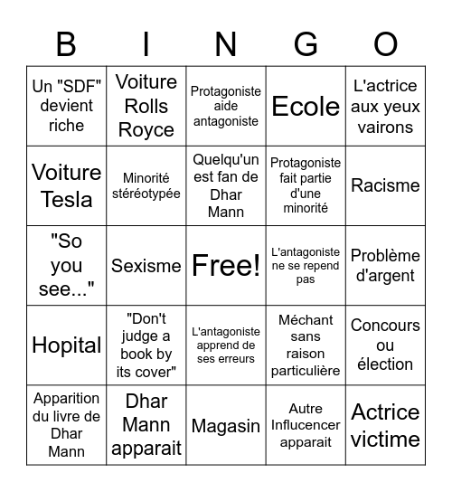 Dhar Mann Bingo France Bingo Card
