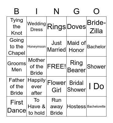 Bridal Shower Bingo Card